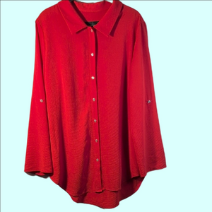 Frank Lyman Design Vibrant Red Textured Blouse